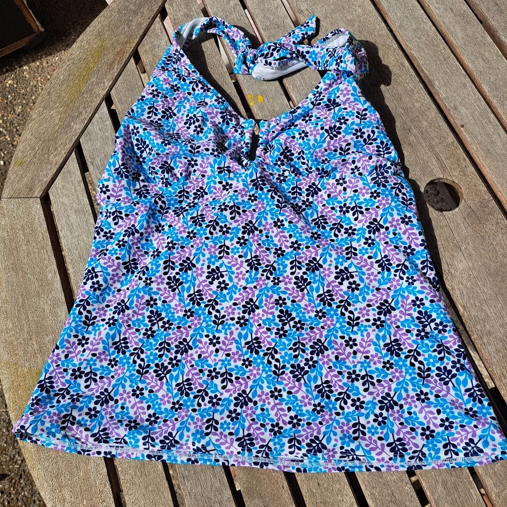 Halter tankini with full bottom